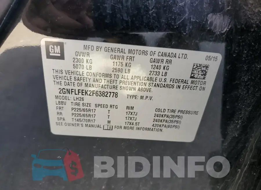 2GNFLFEK2F6382778 Photo# 13