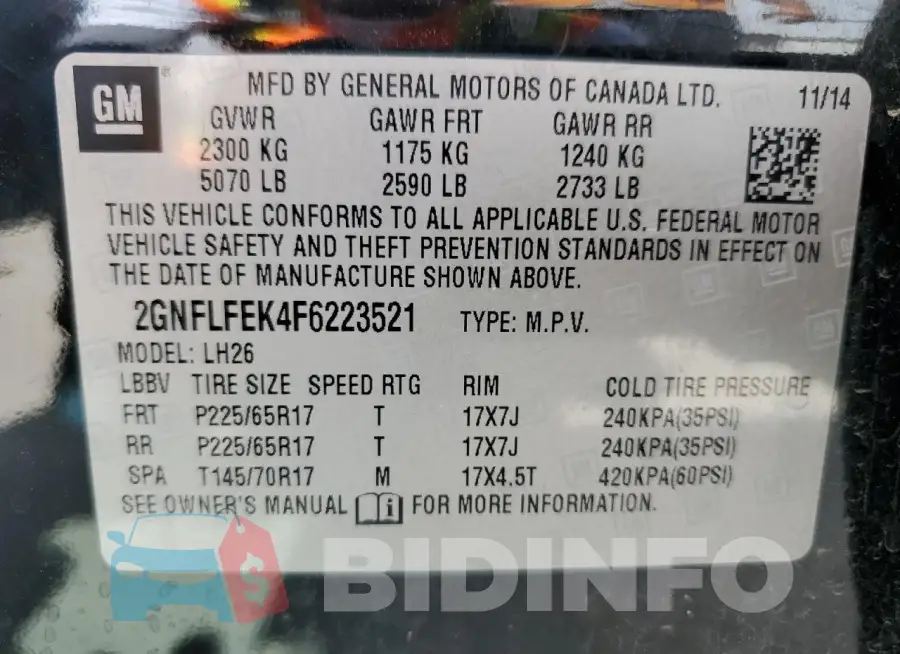 2GNFLFEK4F6223521 Photo# 12