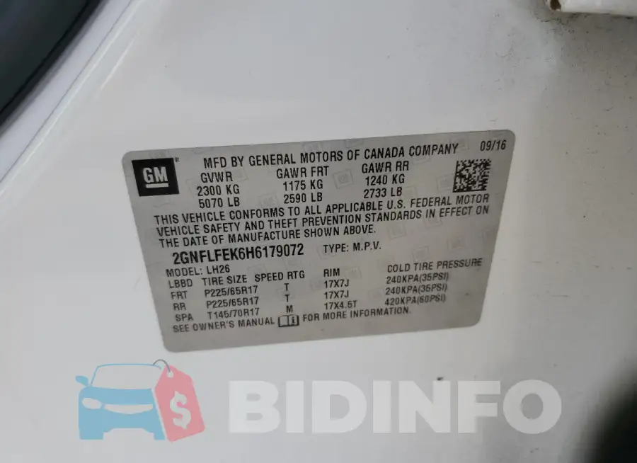 2GNFLFEK6H6179072 Photo# 13