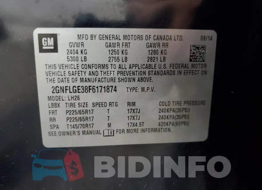 2GNFLGE38F6171874 Photo# 13