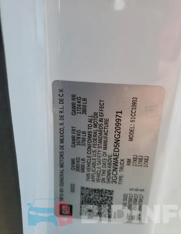 3GCNWAED5NG209971 Photo# 13
