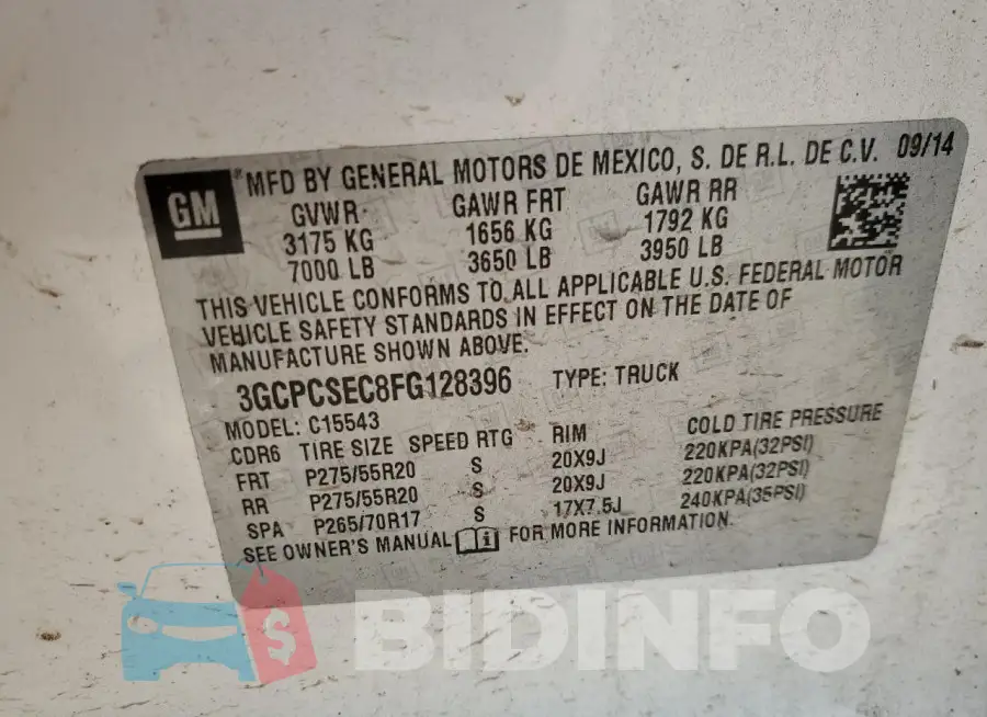 3GCPCSEC8FG128396 Photo# 12