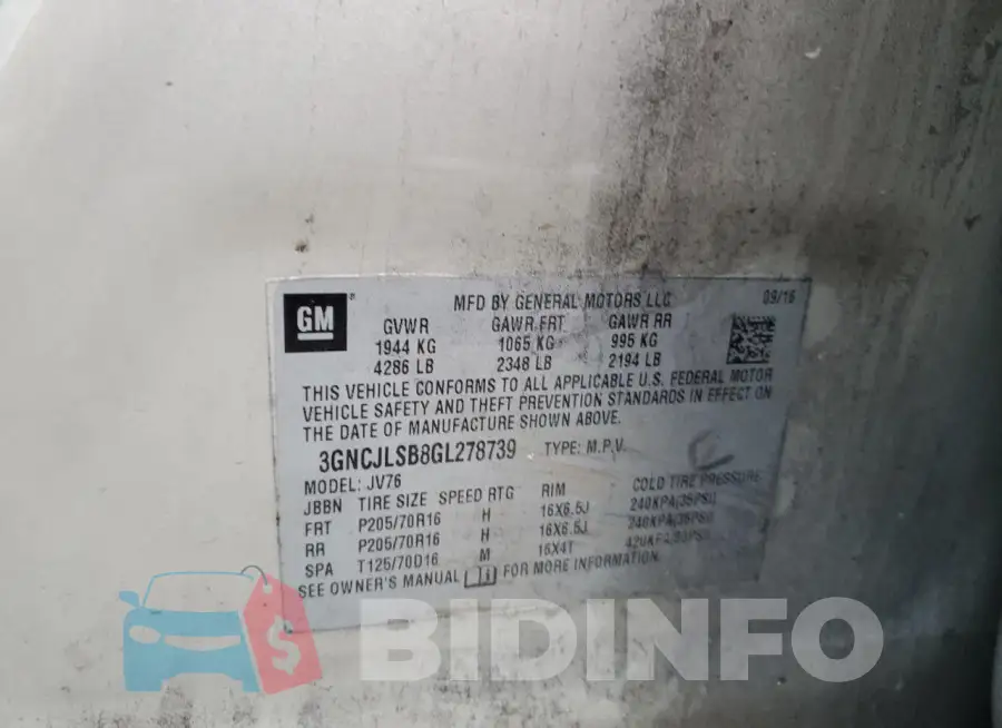 3GNCJLSB8GL278739 Photo# 12