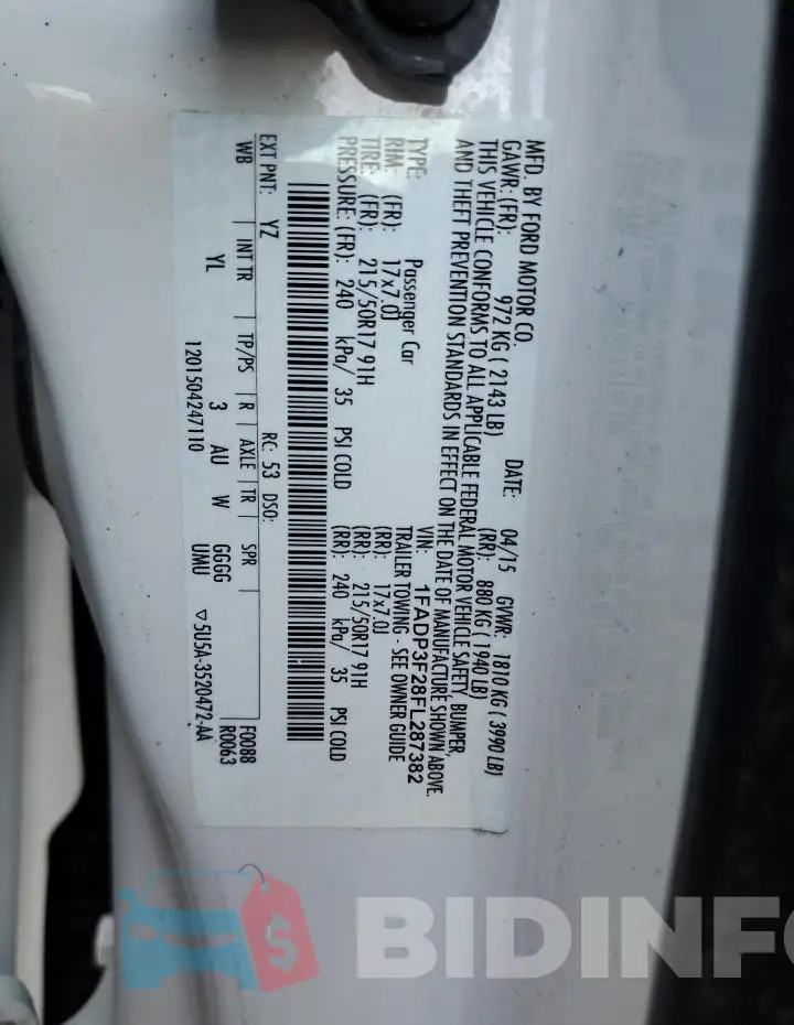 1FADP3F28FL287382 Photo# 12