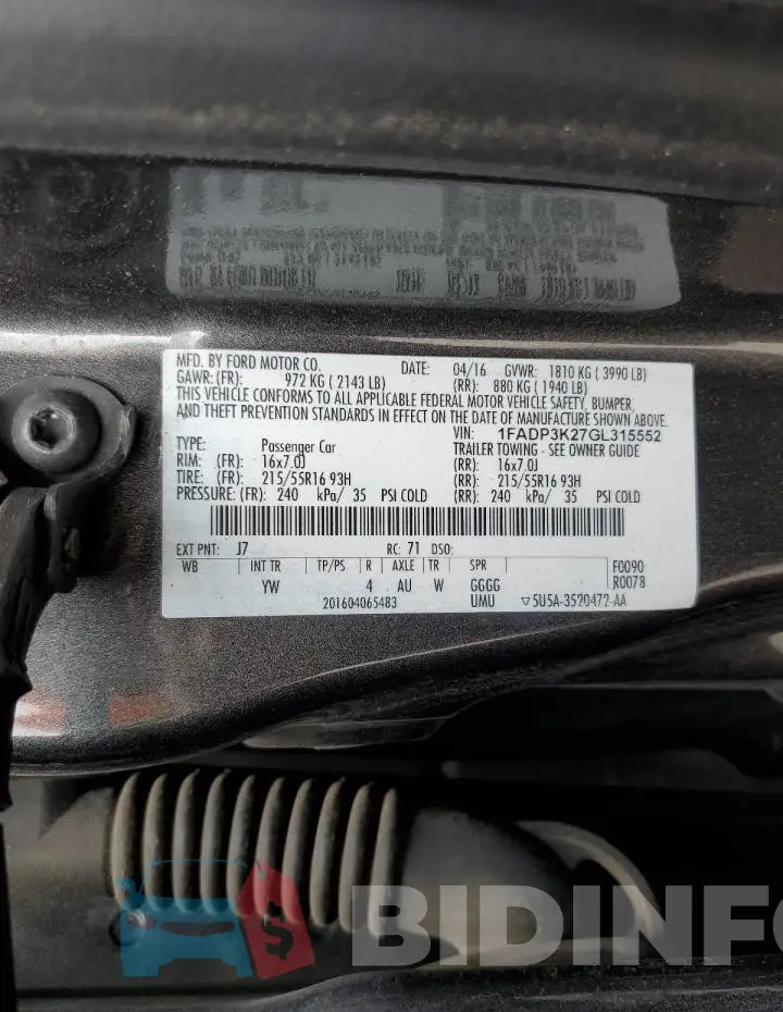 1FADP3K27GL315552 Photo# 12