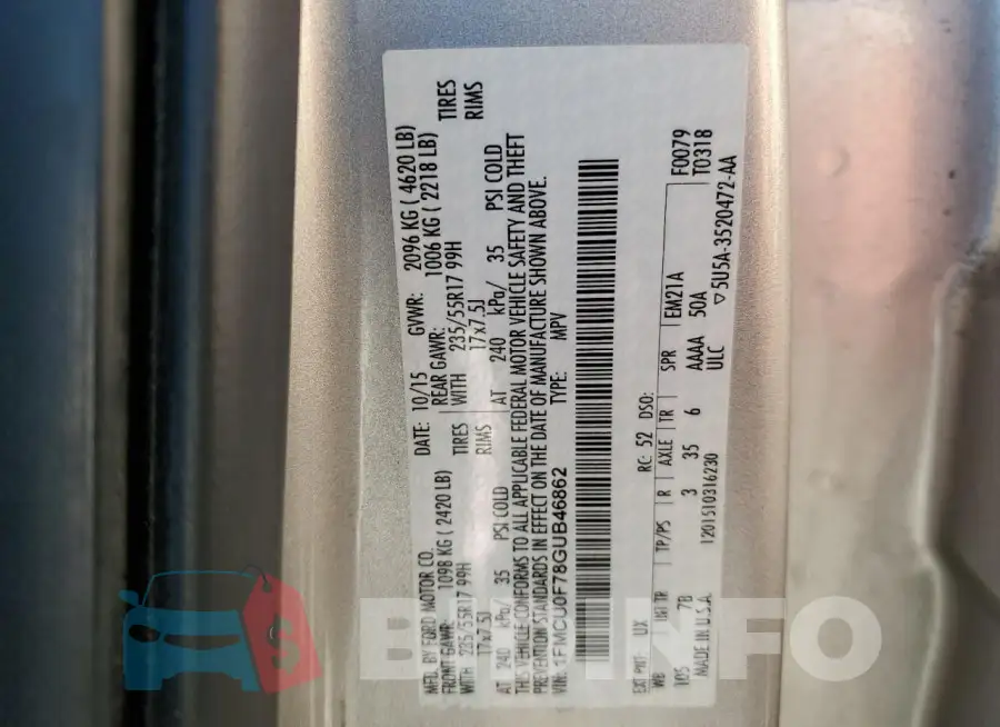 1FMCU0F78GUB46862 Photo# 12