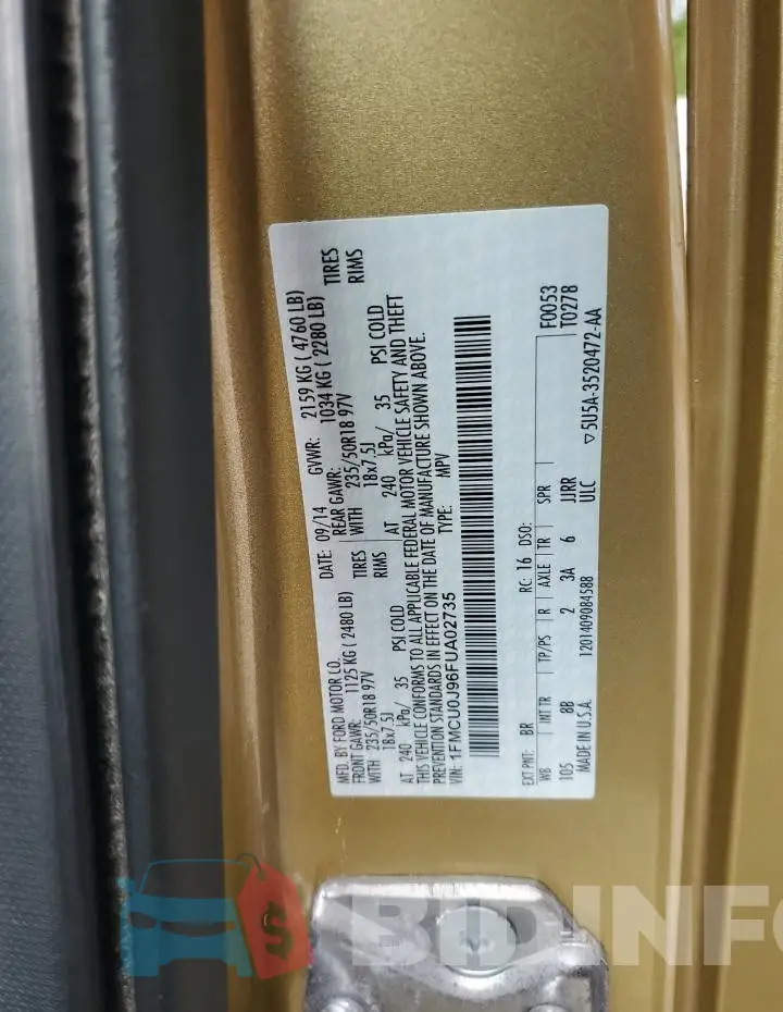 1FMCU0J96FUA02735 Photo# 12