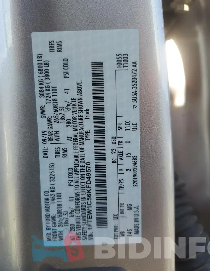 1FTEW1C56KFD49570 Photo# 12
