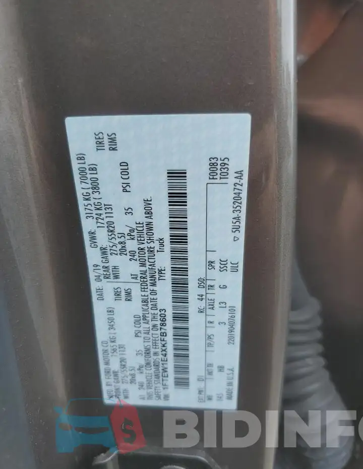1FTEW1E4XKFB78603 Photo# 12