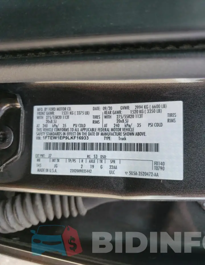 1FTEW1EP9LKF16933 Photo# 12