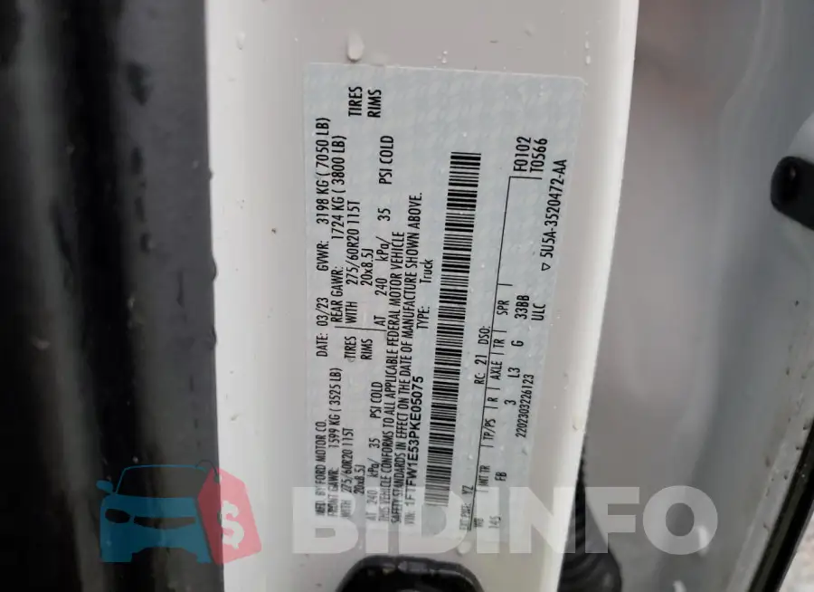 1FTFW1E53PKE05075 Photo# 12