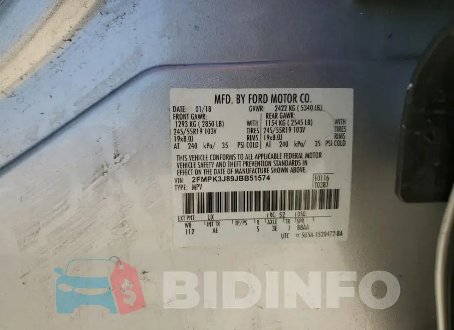 2FMPK3J89JBB51574 Photo# 12