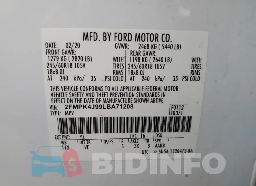 2FMPK4J99LBA71208 Photo# 12