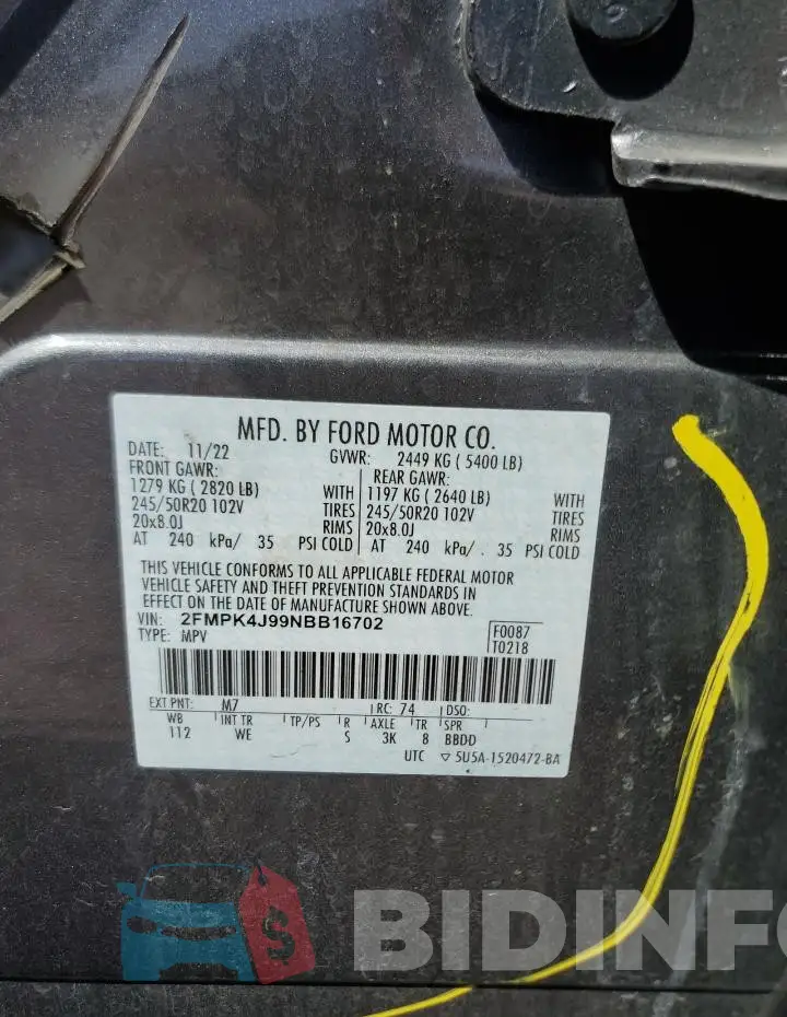 2FMPK4J99NBB16702 Photo# 12