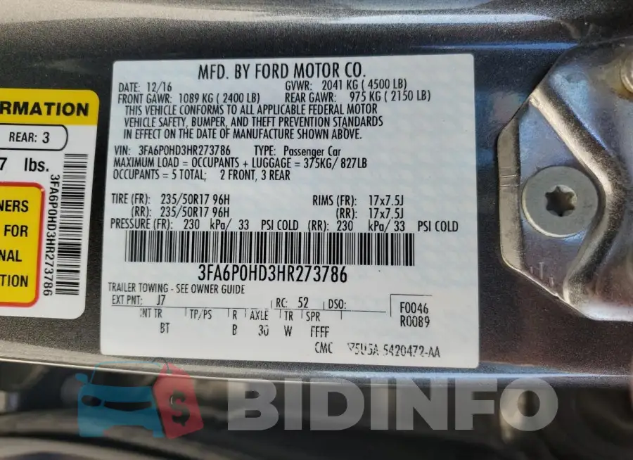 3FA6P0HD3HR273786 Photo# 12