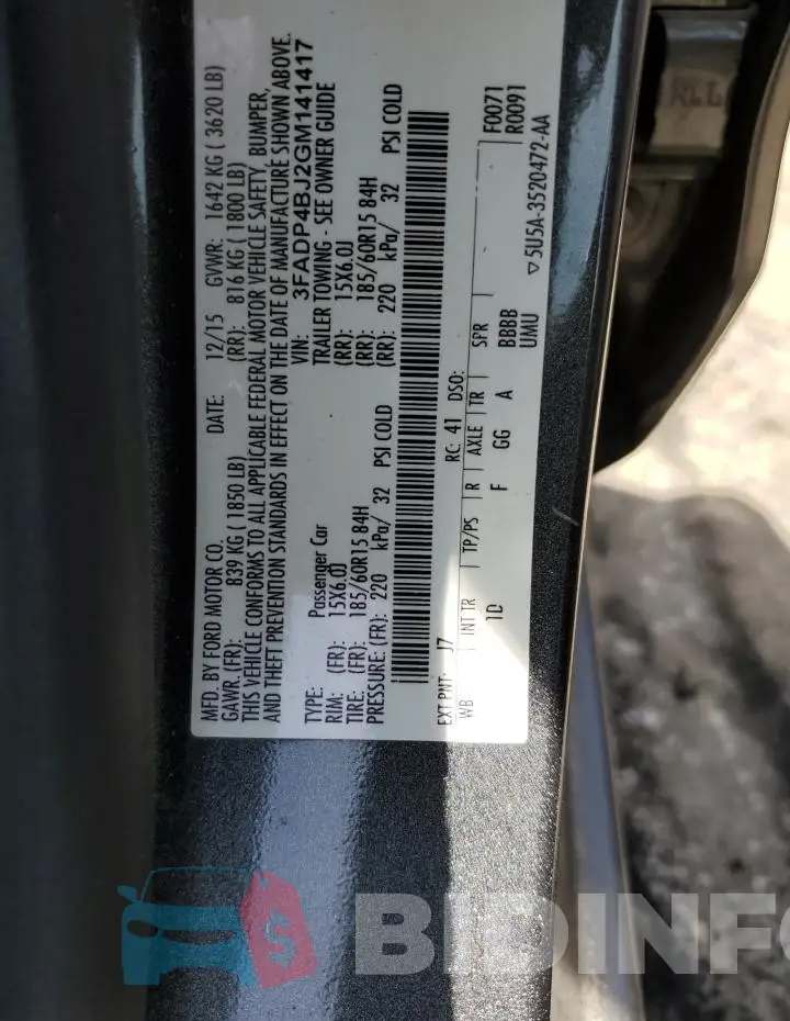 3FADP4BJ2GM141417 Photo# 12