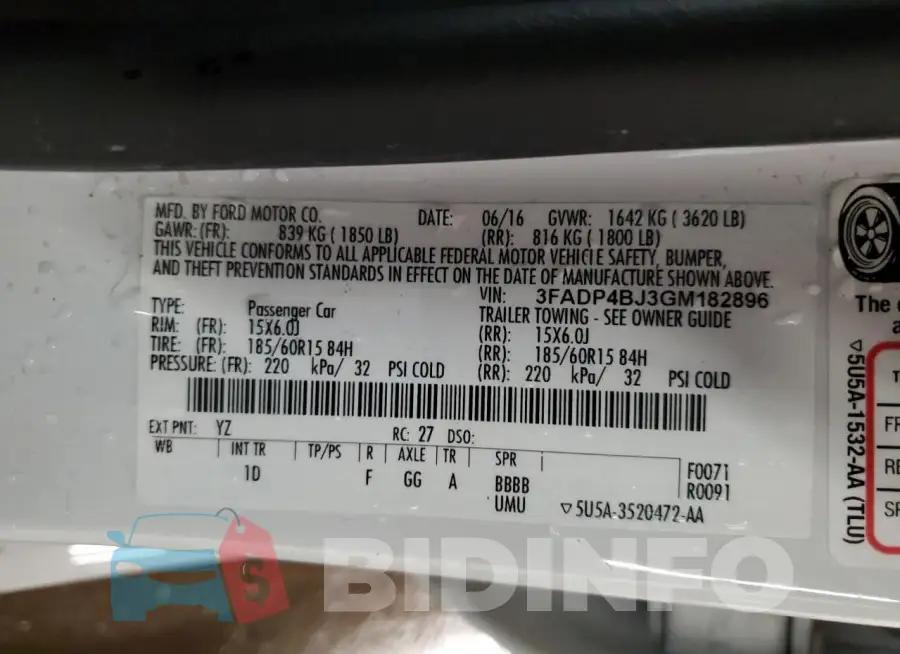 3FADP4BJ3GM182896 Photo# 13