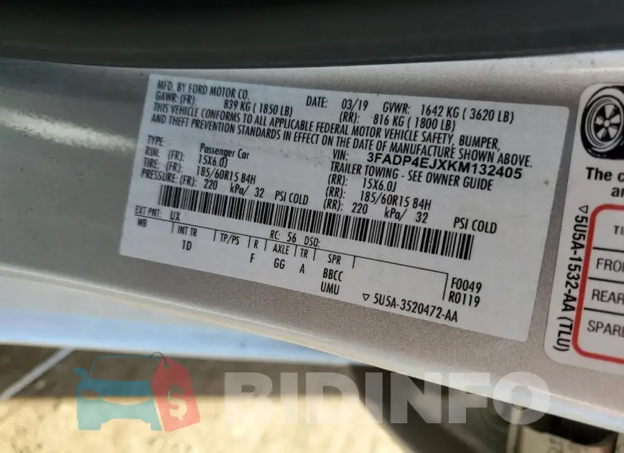 3FADP4EJXKM132405 Photo# 12