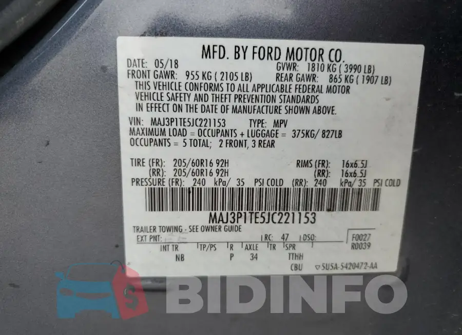 MAJ3P1TE5JC221153 Photo# 14