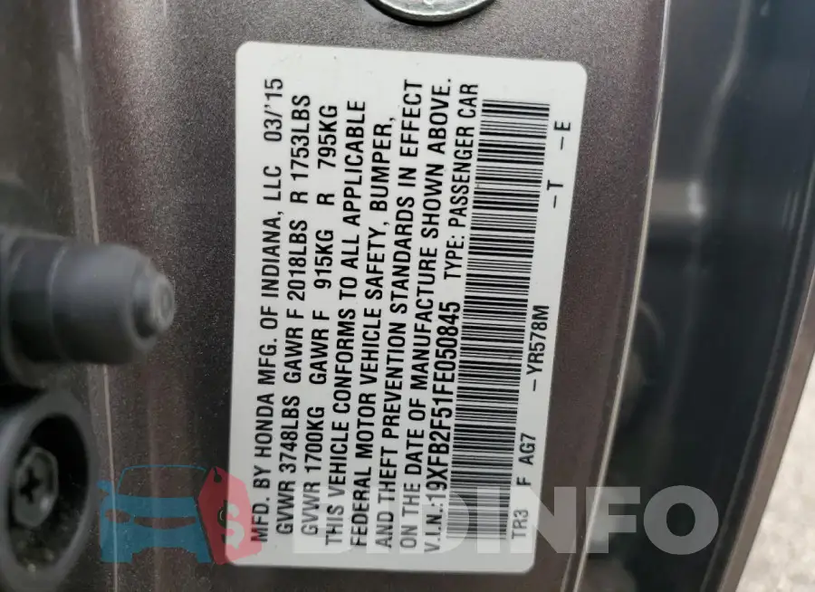 19XFB2F51FE050845 Photo# 12