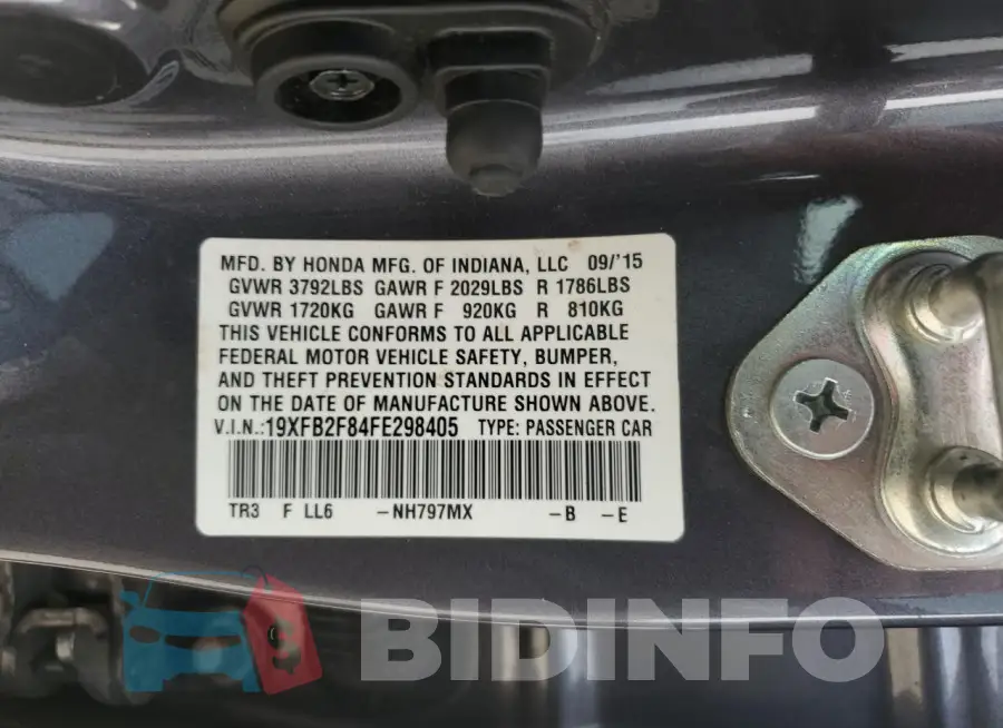 19XFB2F84FE298405 Photo# 12