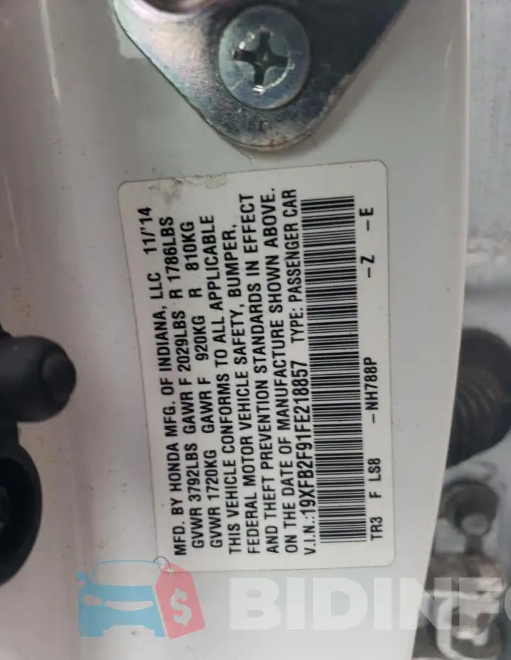 19XFB2F91FE218857 Photo# 13