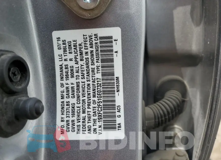 19XFC2F51GE073217 Photo# 13