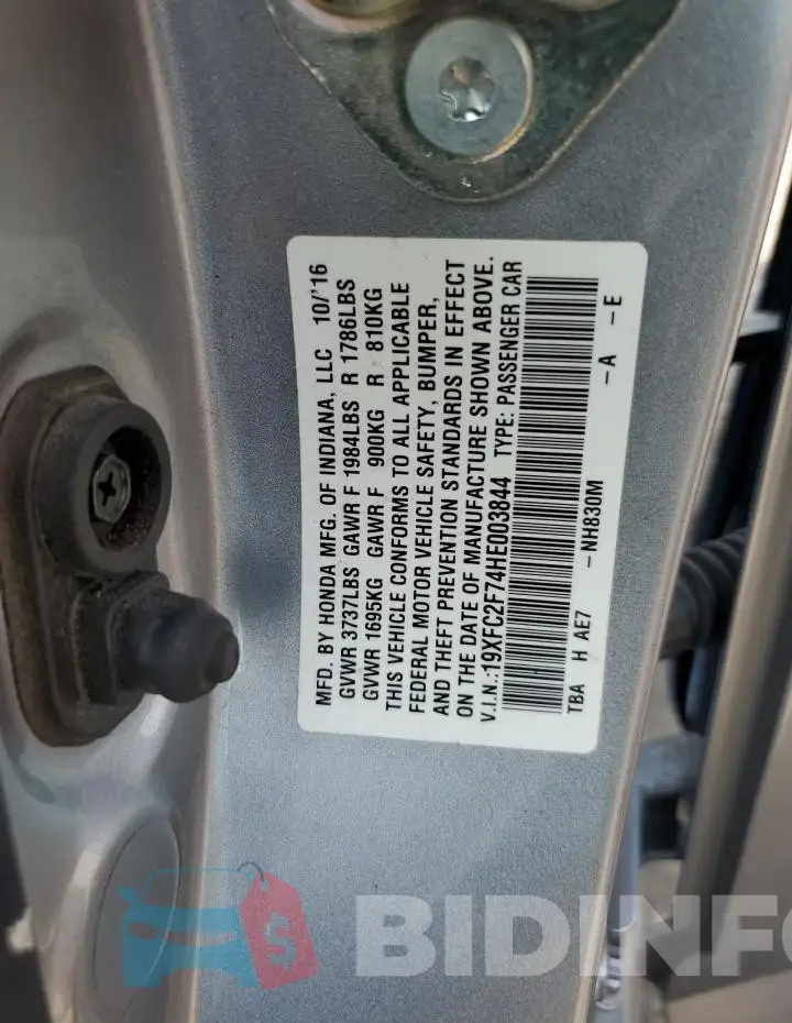 19XFC2F74HE003844 Photo# 12
