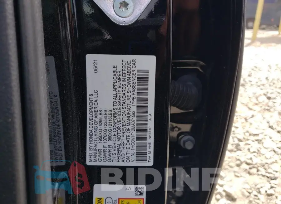1HGCV1F12MA071593 Photo# 12
