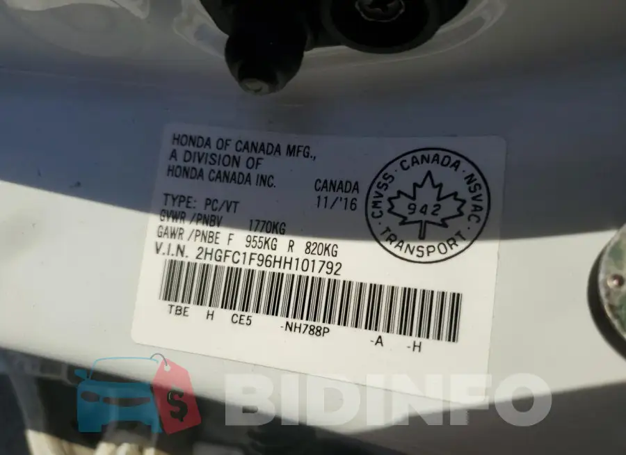 2HGFC1F96HH101792 Photo# 13