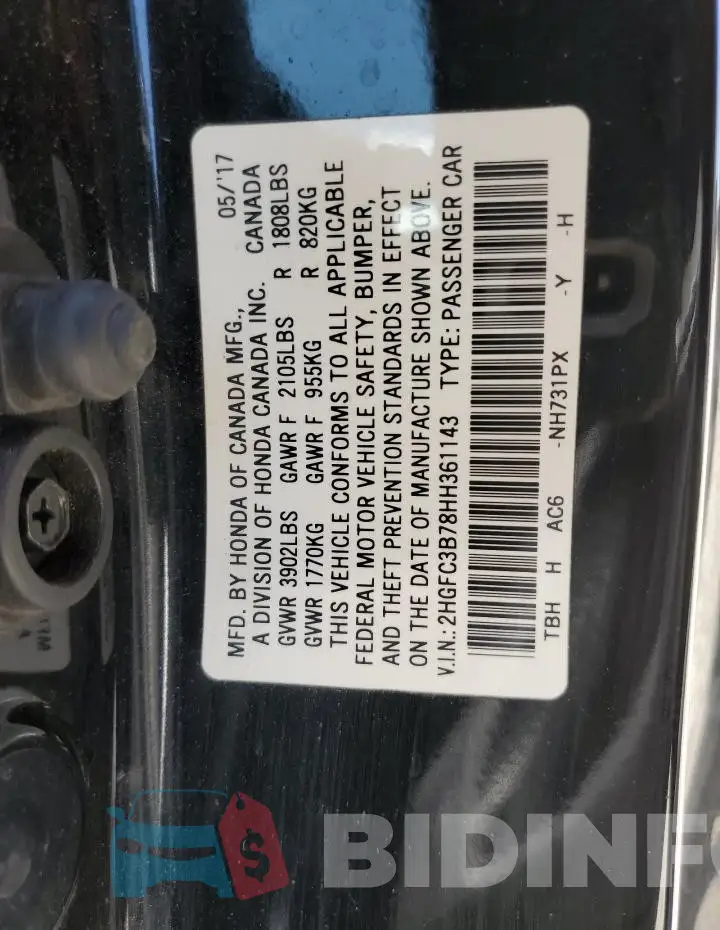 2HGFC3B78HH361143 Photo# 12