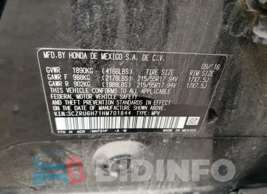 3CZRU6H71HM701844 Photo# 13