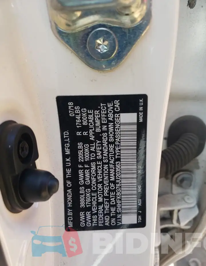 SHHFK8G76JU203563 Photo# 13