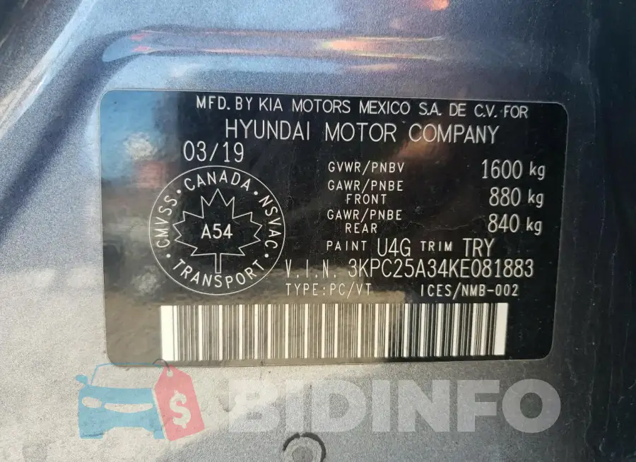 3KPC25A34KE081883 Photo# 12