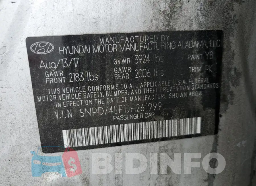 5NPD74LF1JH261999 Photo# 12