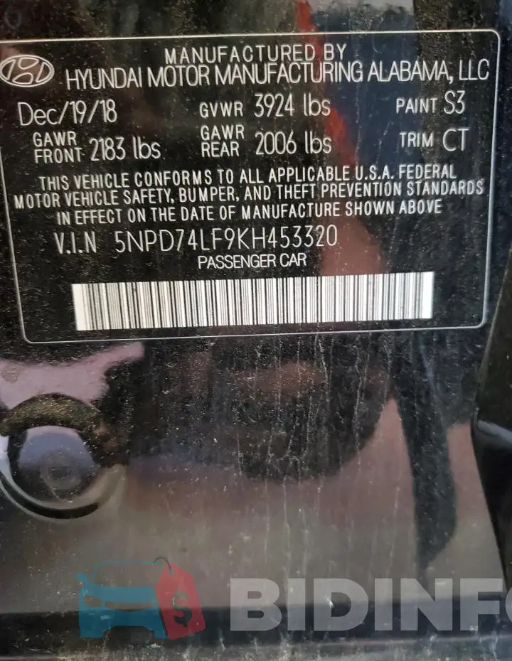 5NPD74LF9KH453320 Photo# 12