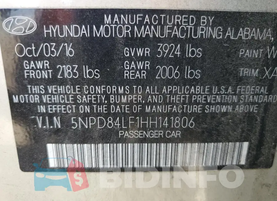 5NPD84LF1HH141806 Photo# 13