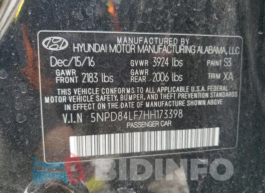 5NPD84LF7HH173398 Photo# 13