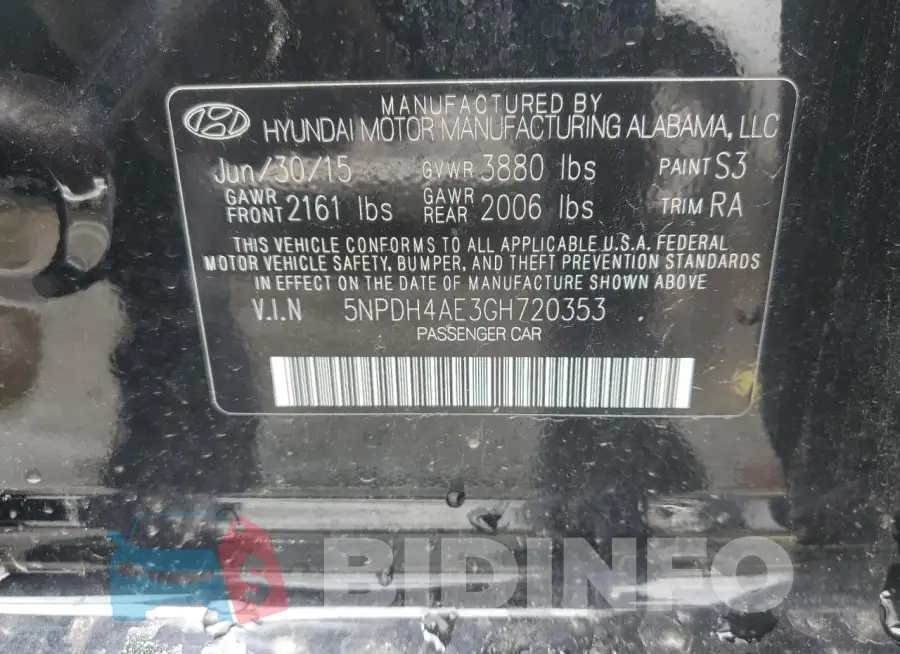 5NPDH4AE3GH720353 Photo# 12