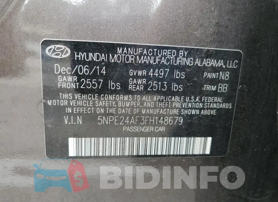 5NPE24AF3FH148679 Photo# 12