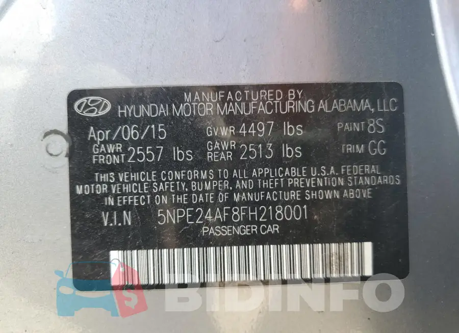 5NPE24AF8FH218001 Photo# 12