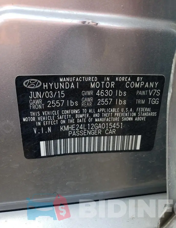 KMHE24L12GA015451 Photo# 12
