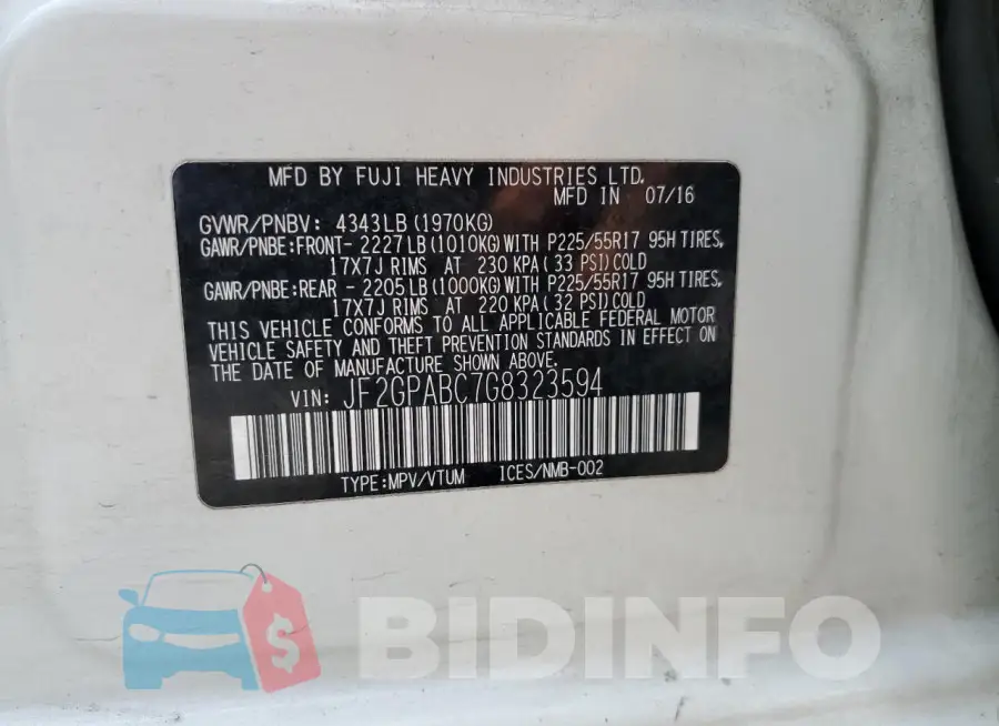 JF2GPABC7G8323594 Photo# 13