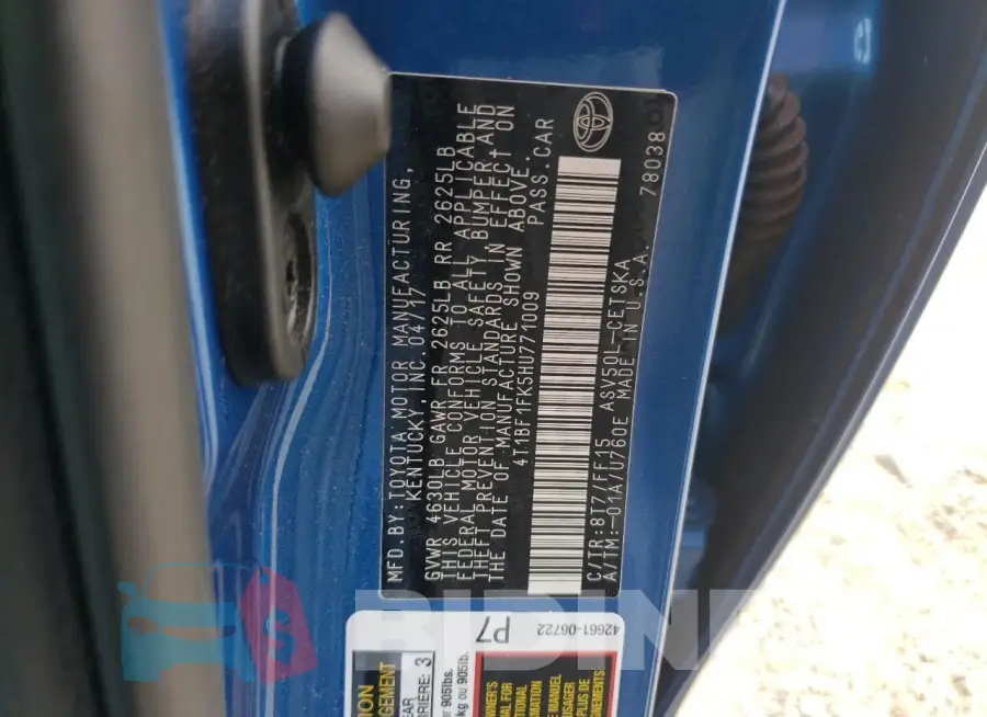 4T1BF1FK5HU771009 Photo# 13