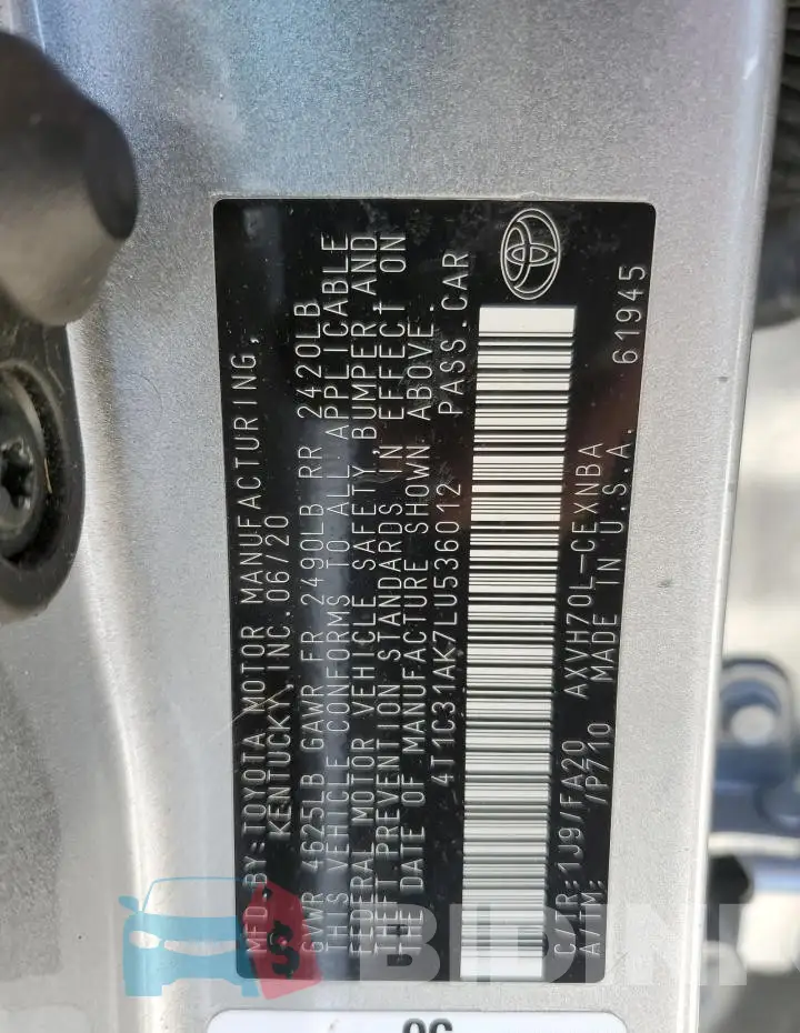 4T1C31AK7LU536012 Photo# 12