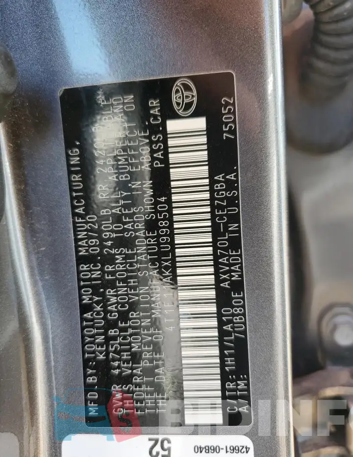 4T1F11AKXLU998504 Photo# 13