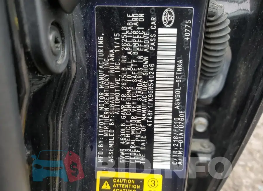 4T4BF1FK9GR540246 Photo# 12
