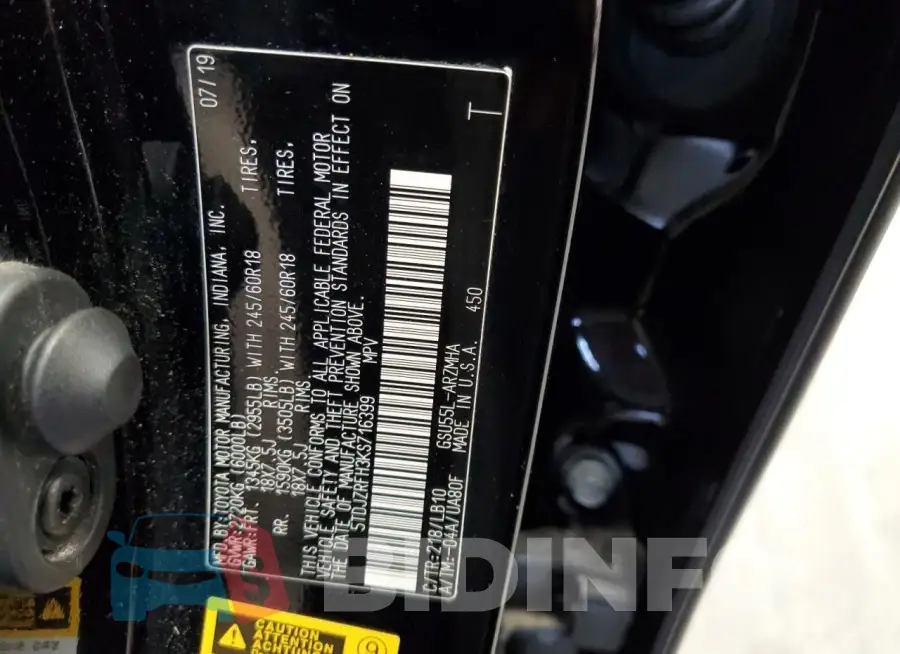5TDJZRFH3KS716399 Photo# 12