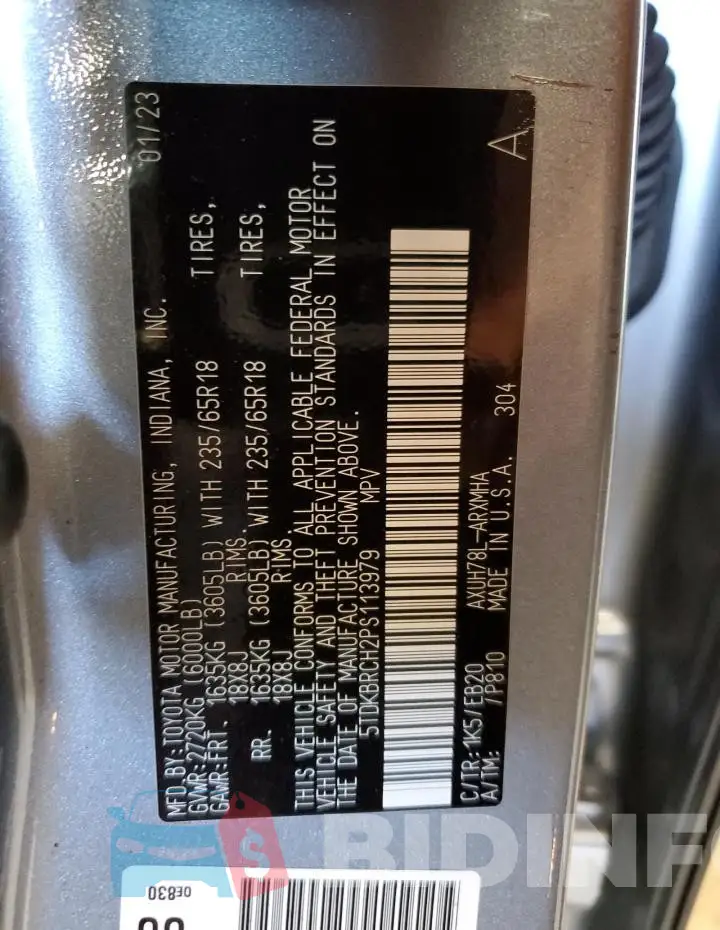 5TDKBRCH2PS113979 Photo# 14