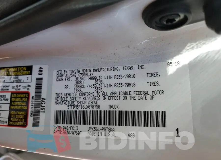 5TFDM5F18JX078750 Photo# 12